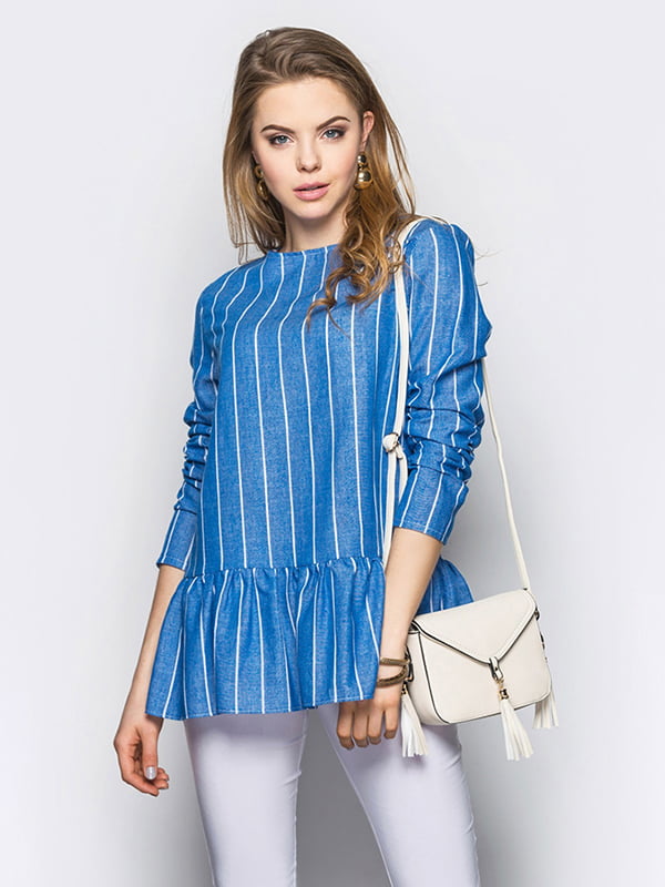 Блуза синя в смужку | 4304554