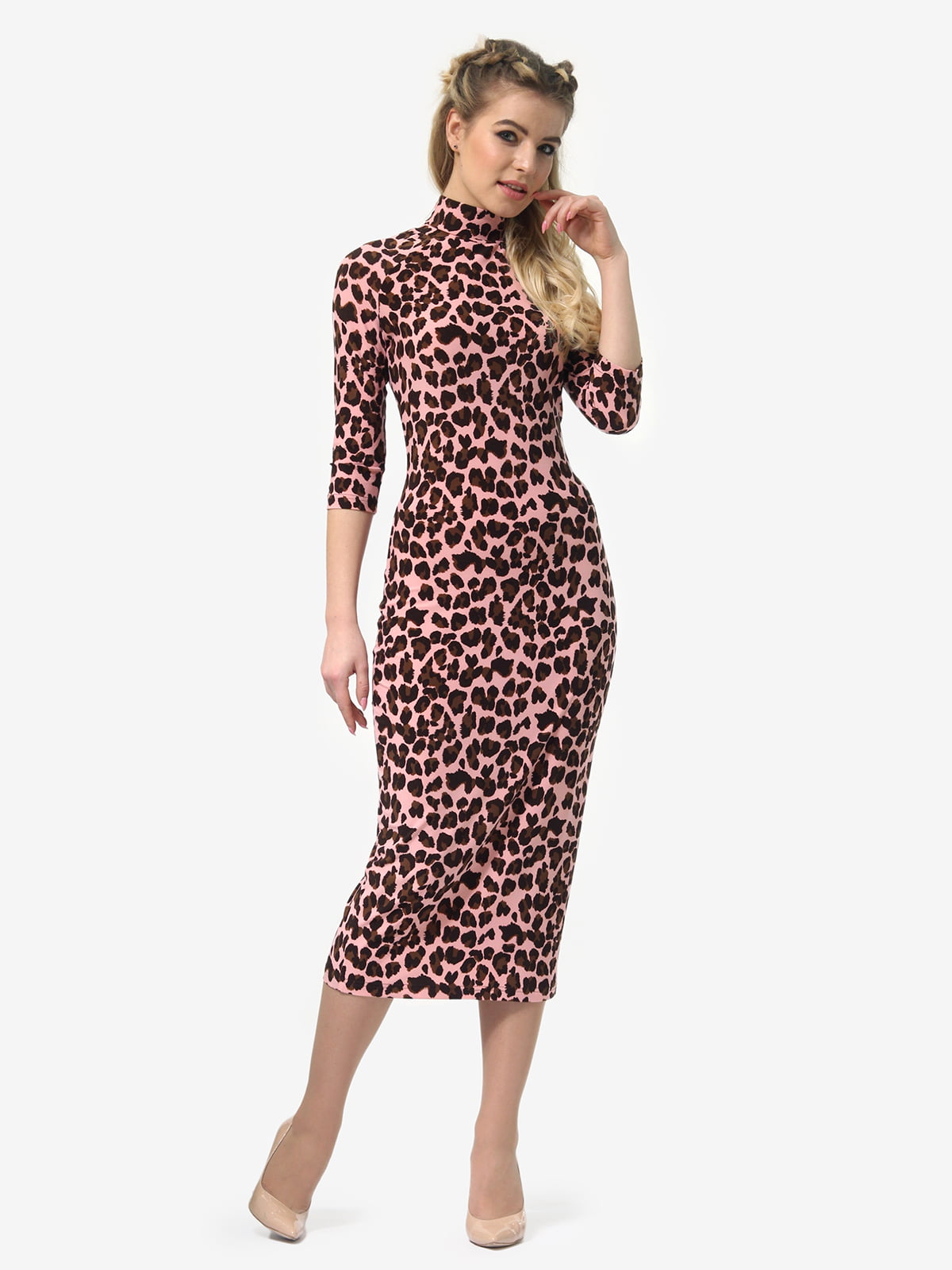 Платье розовое в леопардовый принт | 4913328
