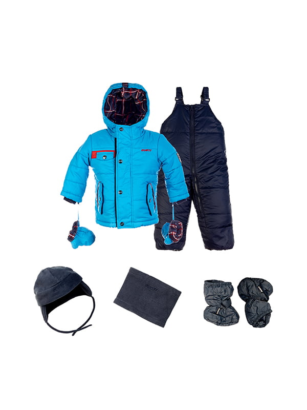 Комплект: куртка, полукомбинезон, шапка, шарф и варежки | 4783653