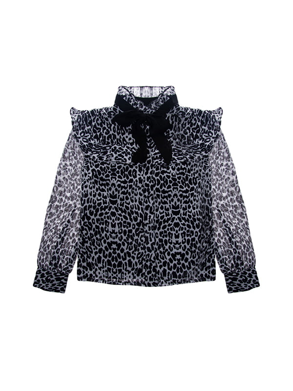 Блуза чорно-біла в леопардовий принт | 4971335