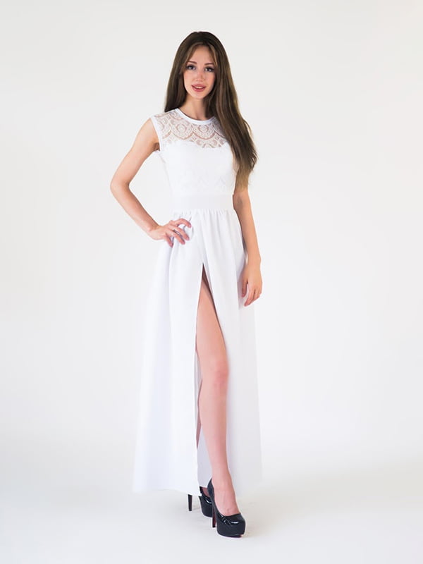 Сукня-максі біла з вирізом | 5035102