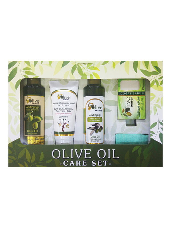 Набор для тела Olive Senses: шампунь, гель для душа, крем для лица, рук и тела, мыло | 4986481