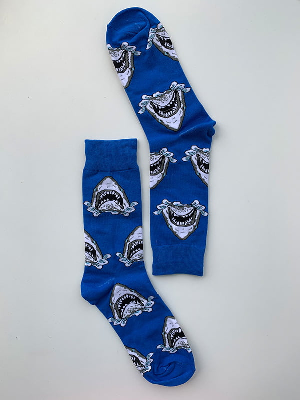 Шкарпетки сині в принт | 5106904