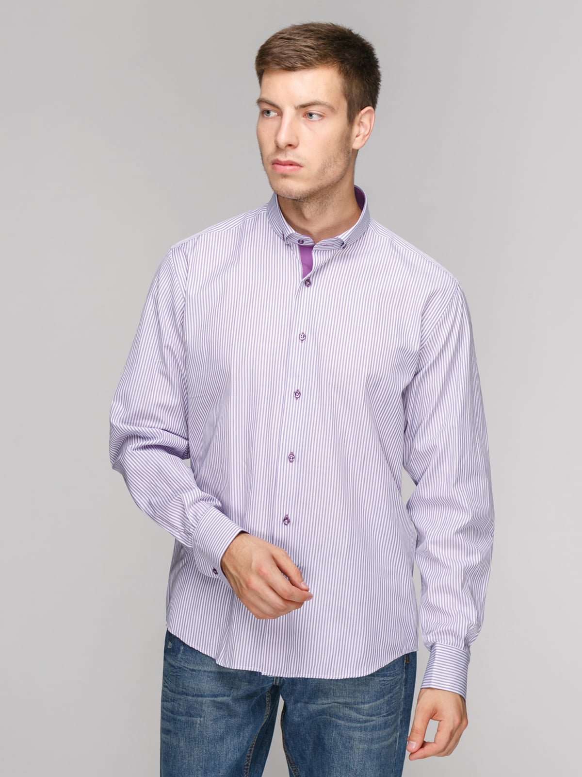 Рубашка фиолетовая в полоску | 5114371