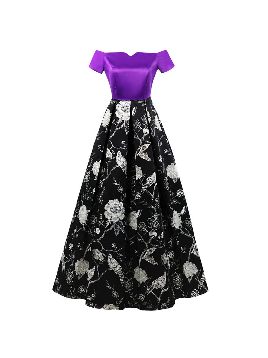 Сукня чорно-пурпурна з принтом | 5154030