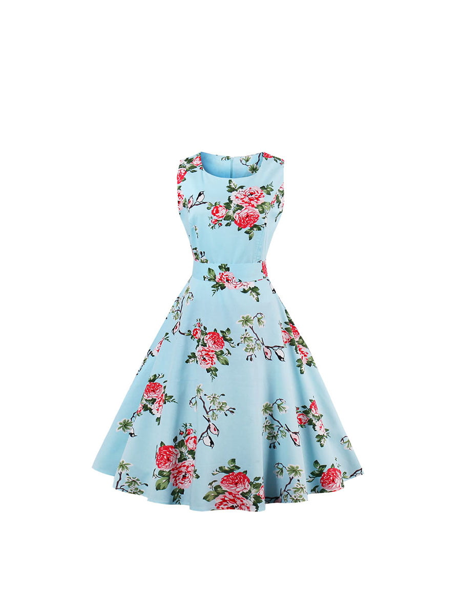Платье голубое в цветочный принт | 5154067