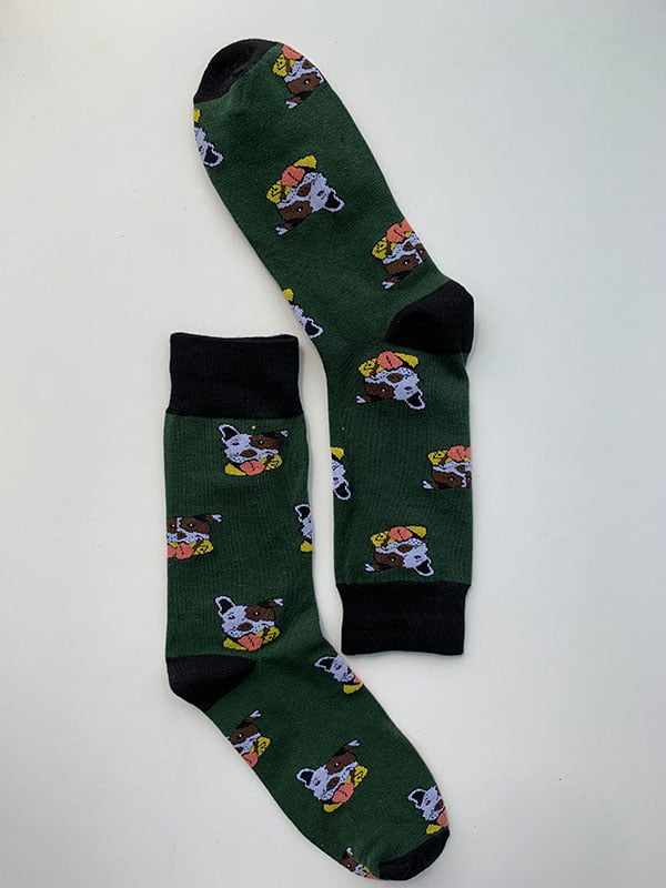 Шкарпетки темно-зелені з малюнком | 5225051