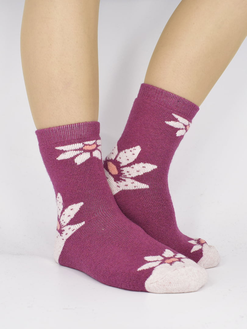 Шкарпетки малинові з малюнком | 5226435
