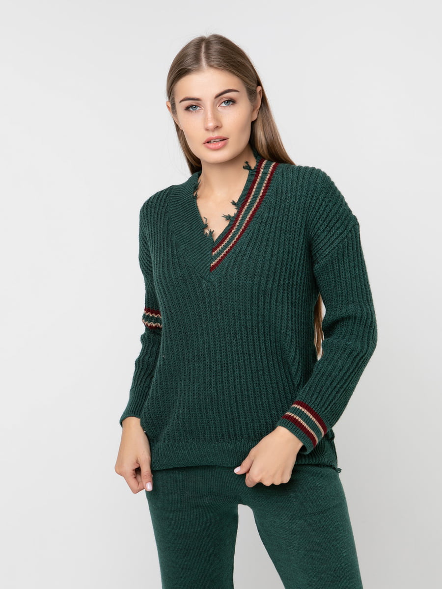 Пуловер темно-зелений | 5237696