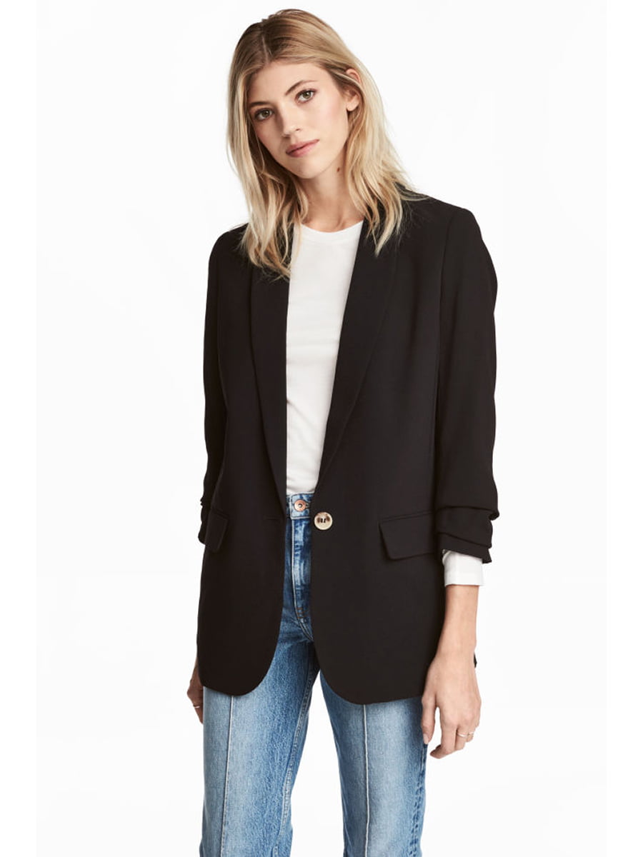 Пиджак черный женский удлиненный