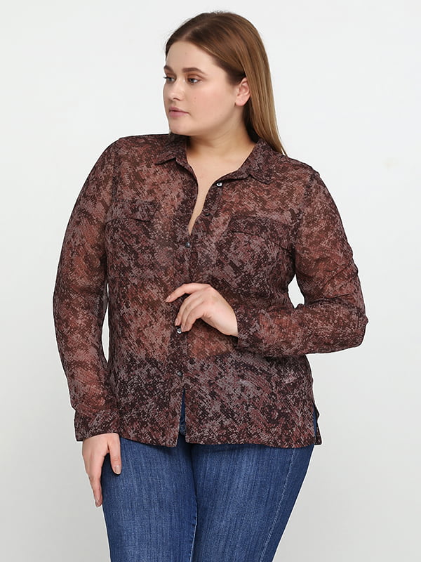 Блуза коричневая с принтом | 5280346