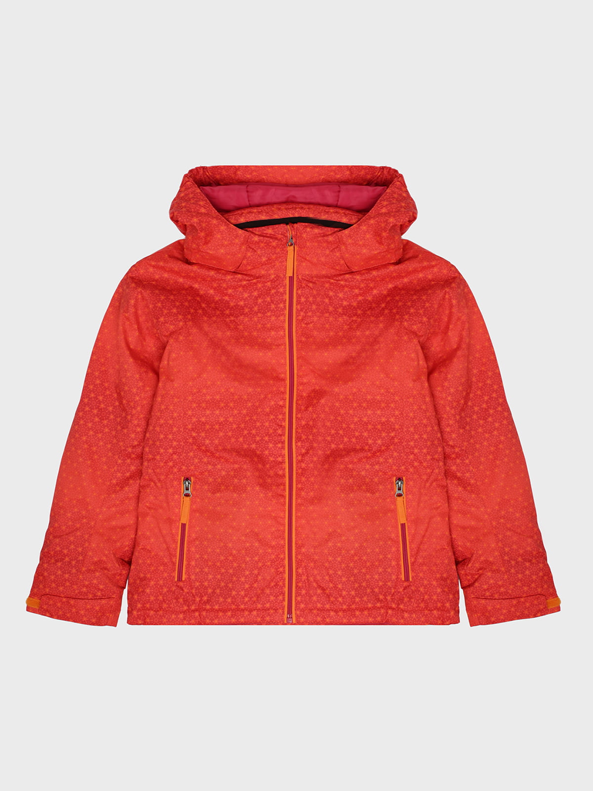Куртка красно-оранжевая с принтом лыжная | 5259994