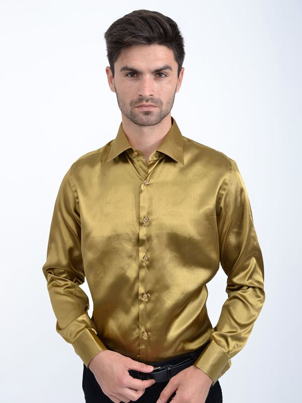Сорочка золотистого кольору в принт | 5299271