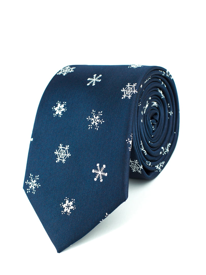 Краватка синя в принт | 5310798
