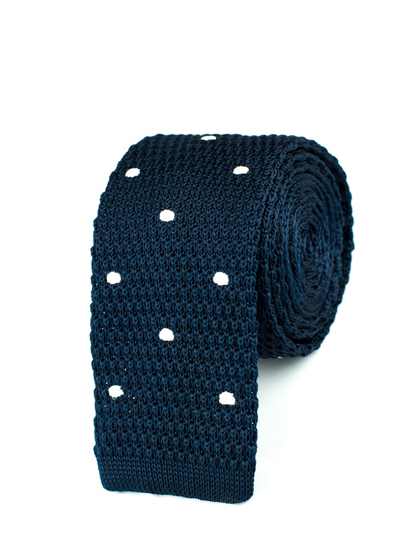 Краватка темно-синя в горох | 5366156