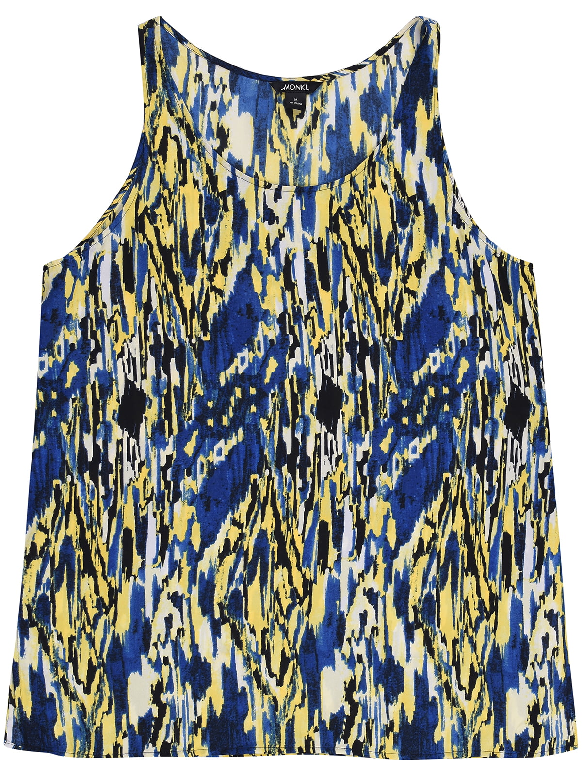 Блуза для беременных сине-желтая с принтом | 5355151