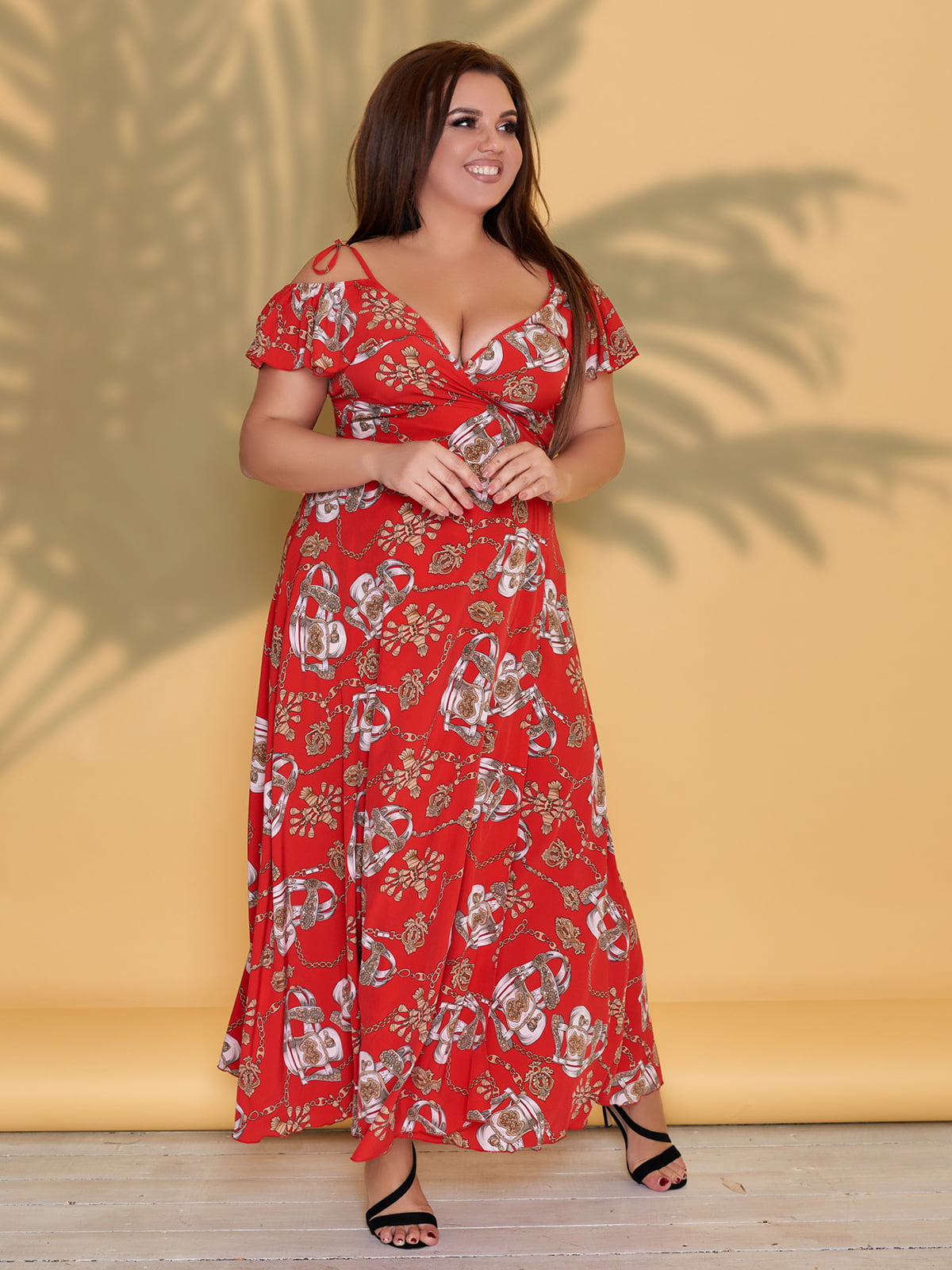 Платье красное в цветочный принт | 5423530