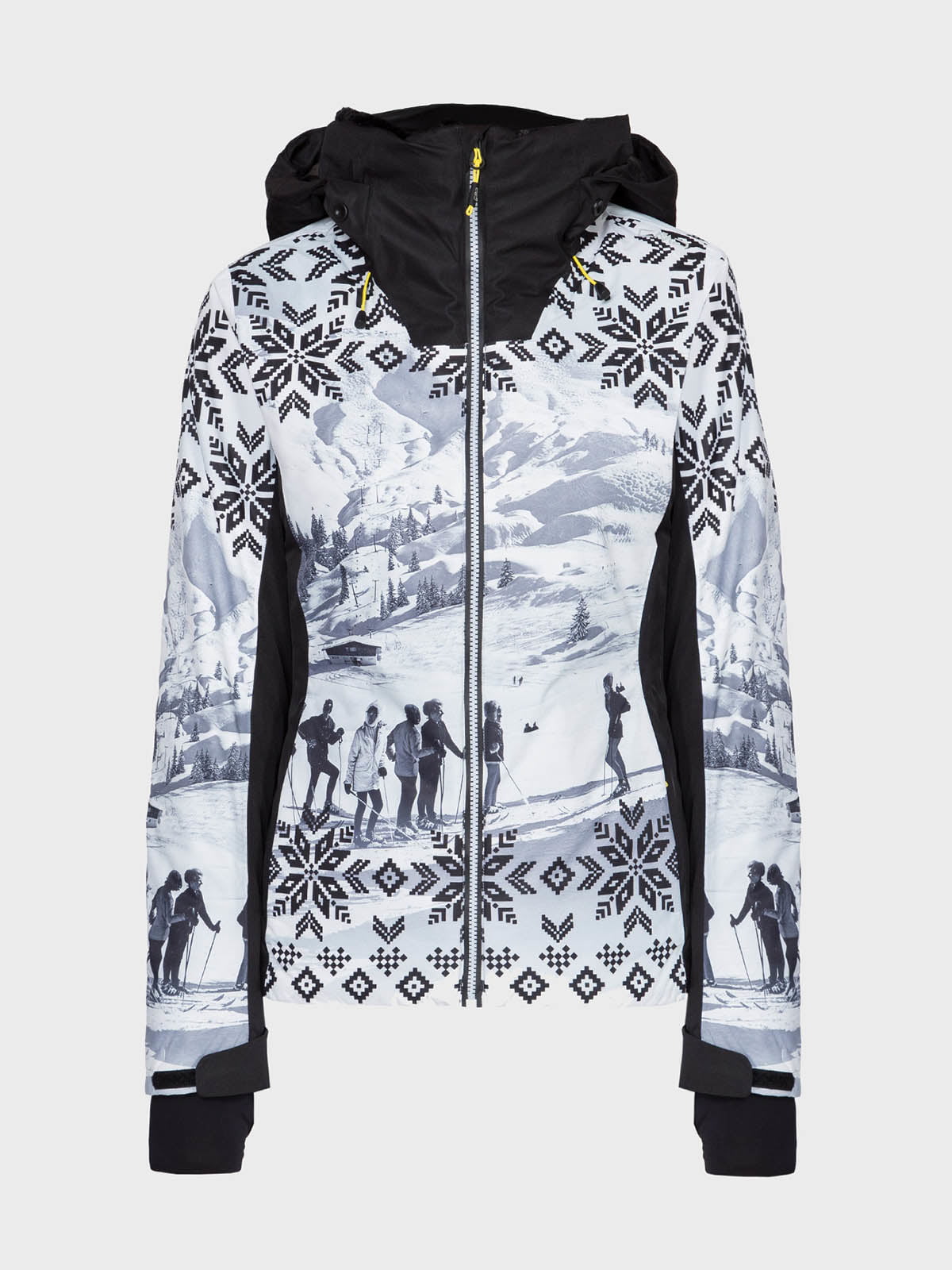 Куртка лыжная черно-белая с принтом | 5397925