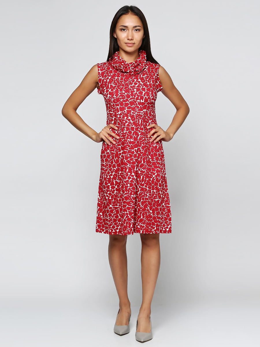 Платье А-силуэта красное с принтом | 5433934