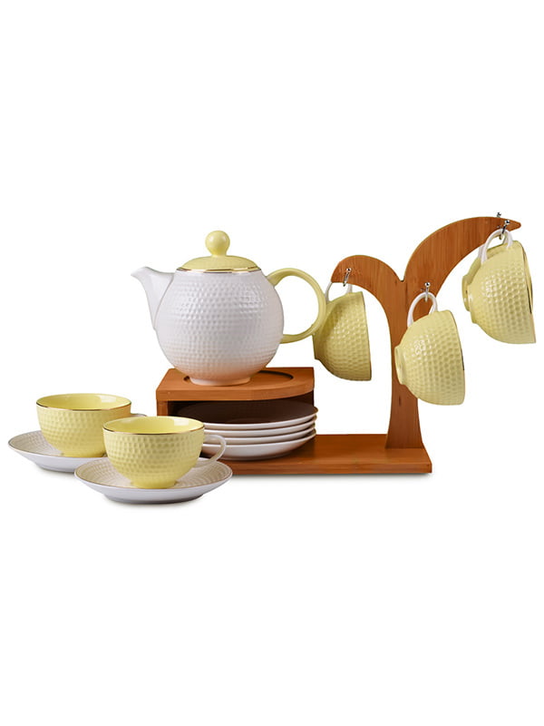 Чайний набір (13 предметів) на бамбуковій підставці | 5443273