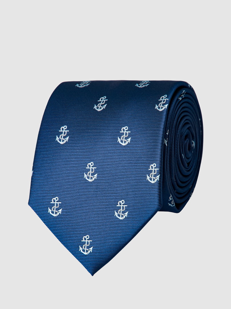 Краватка синя в принт | 5444491