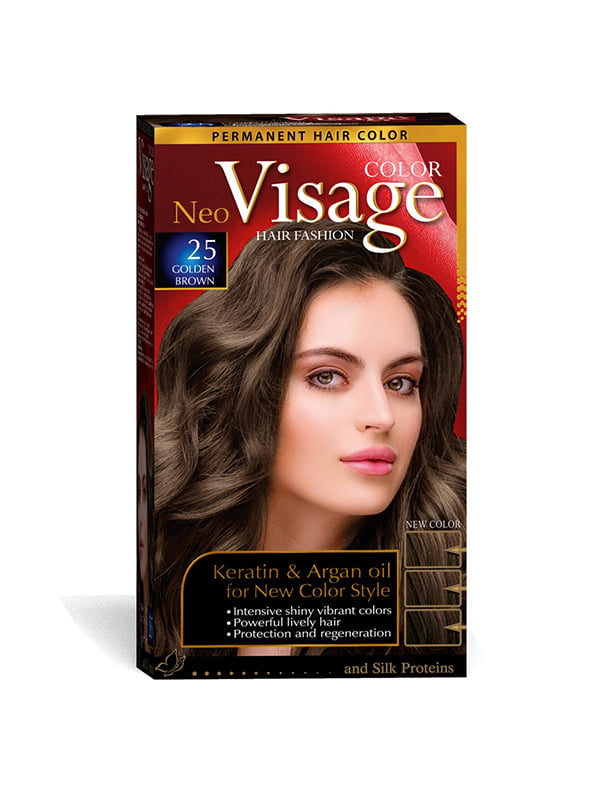 Фарба для волосся стійка (25 Золотисто-коричневий, 50/50/20 мл) | 5428341