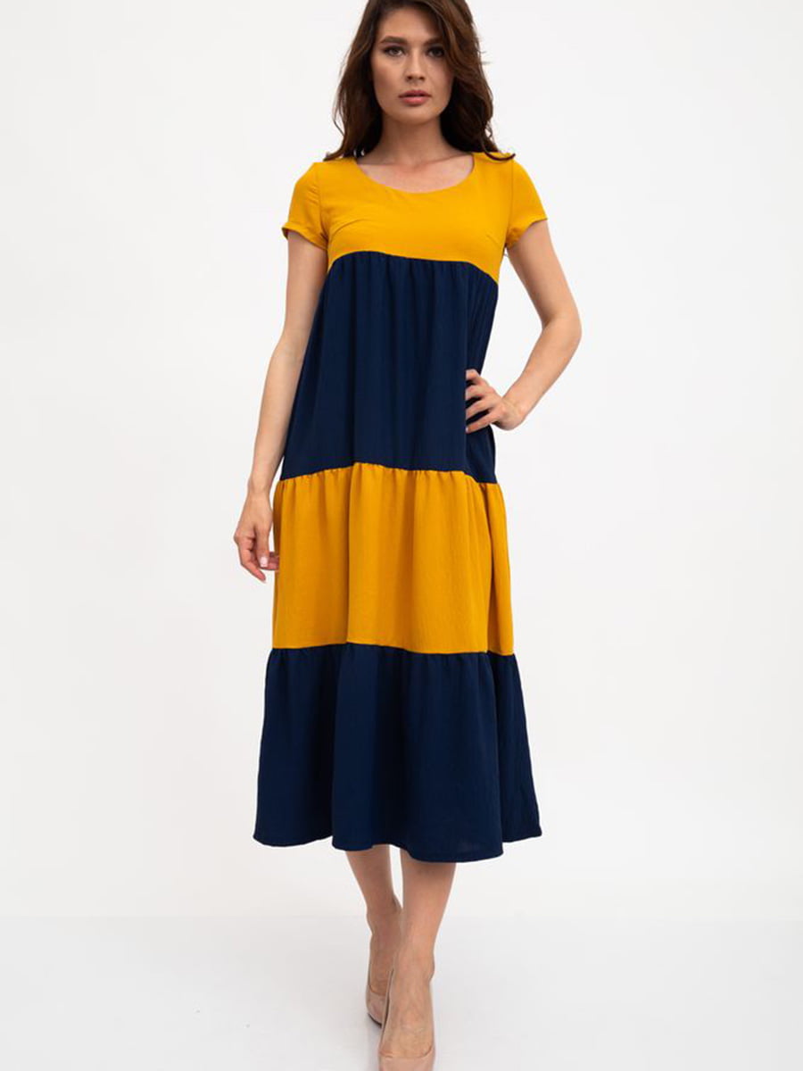 Платье горчично-синего цвета | 5461797