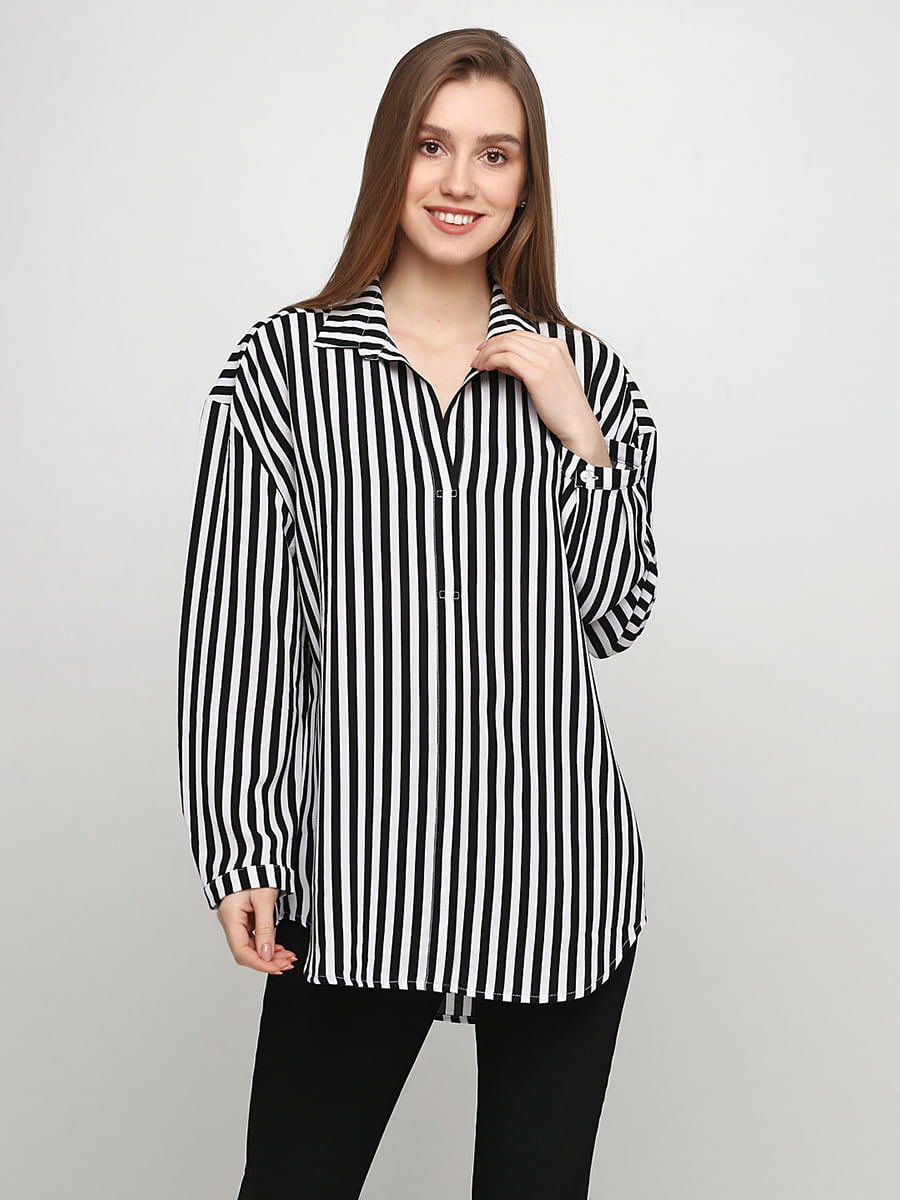 Блуза черно-белая в полоску | 5465028
