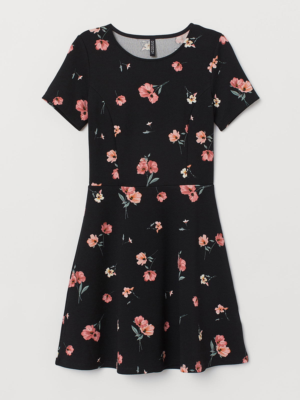 Платье черное с цветочным принтом | 5477012