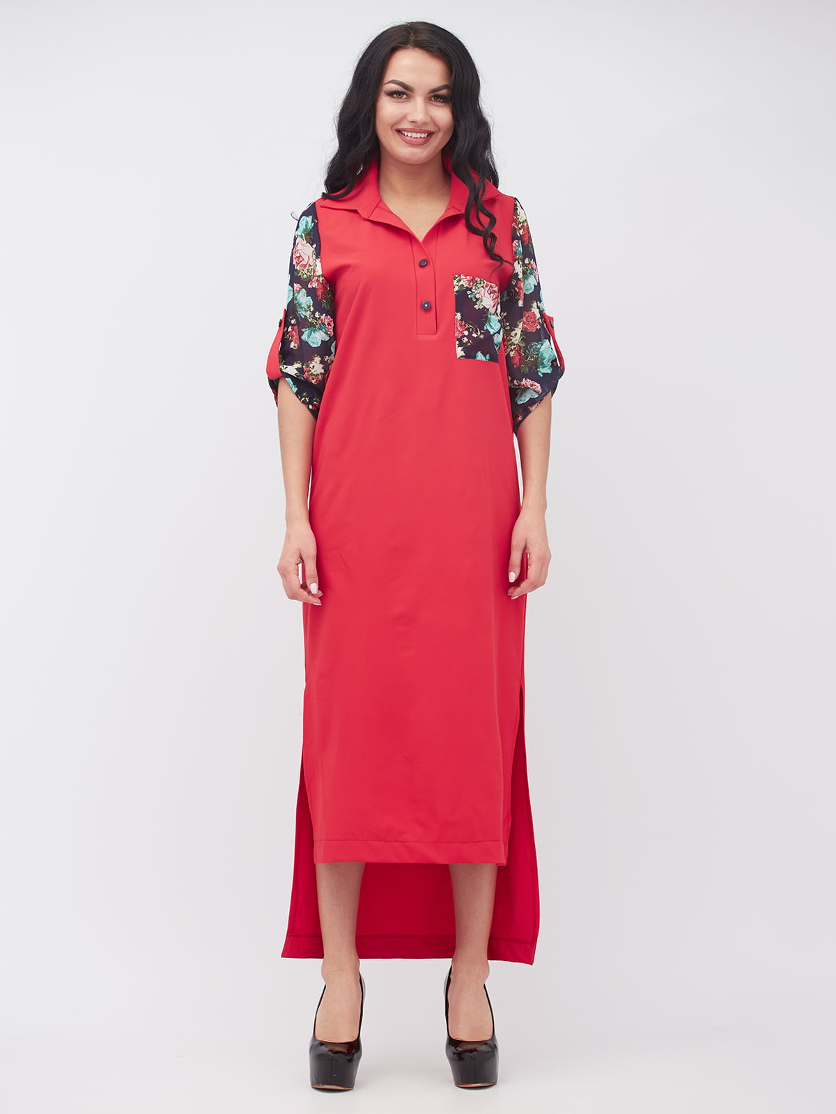 Платье красное с цветочным принтом | 5504911