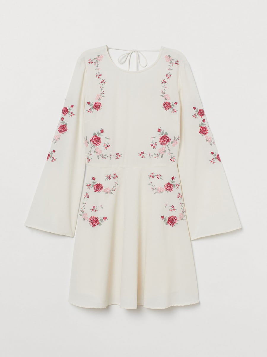 Блуза белая с цветочной вышивкой | 5507747