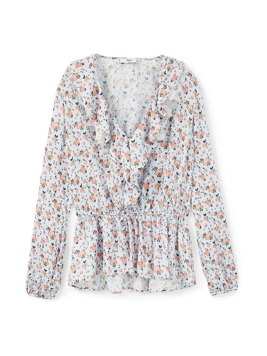 Блуза бузкова в квітковий принт | 5517644