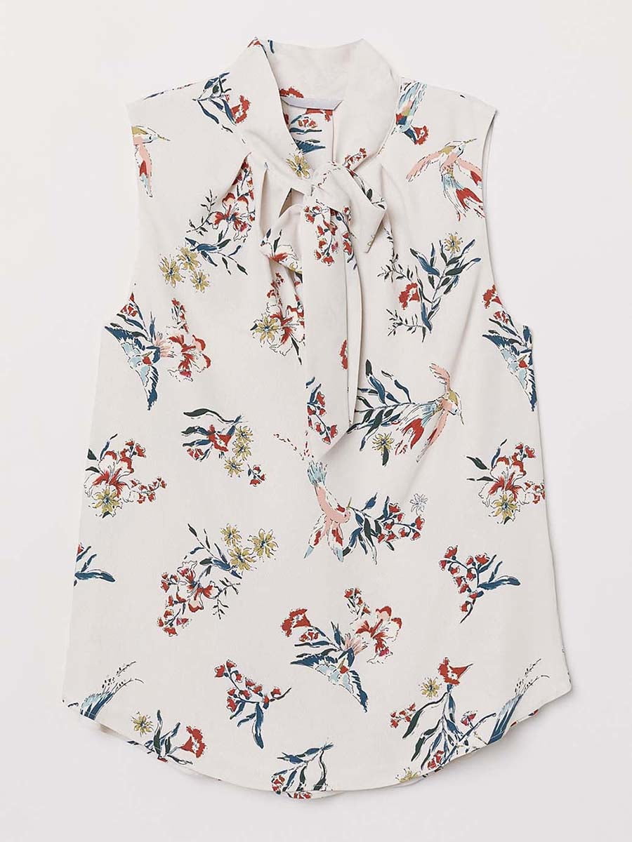 Блуза бежевая с цветочным принтом | 5517716