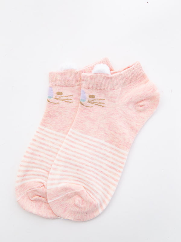 Шкарпетки персикового кольору з малюнком і в смужку | 5530591