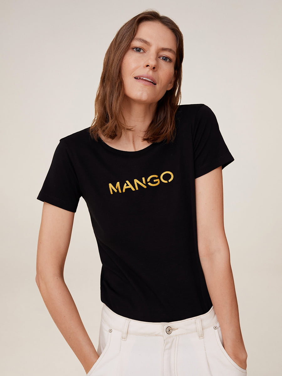 футболка манго черная