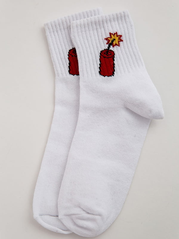 Шкарпетки білі з принтом | 5553655
