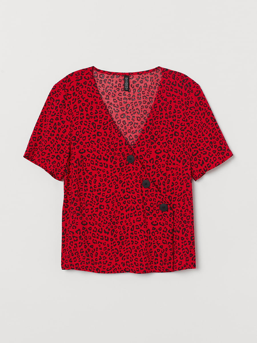 Блуза червона в анімалістичний принт | 5568006