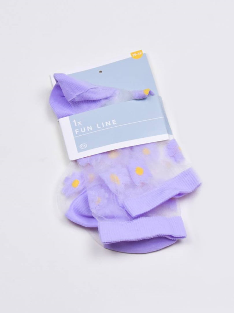 Шкарпетки фіолетові у квітковий принт | 5610097