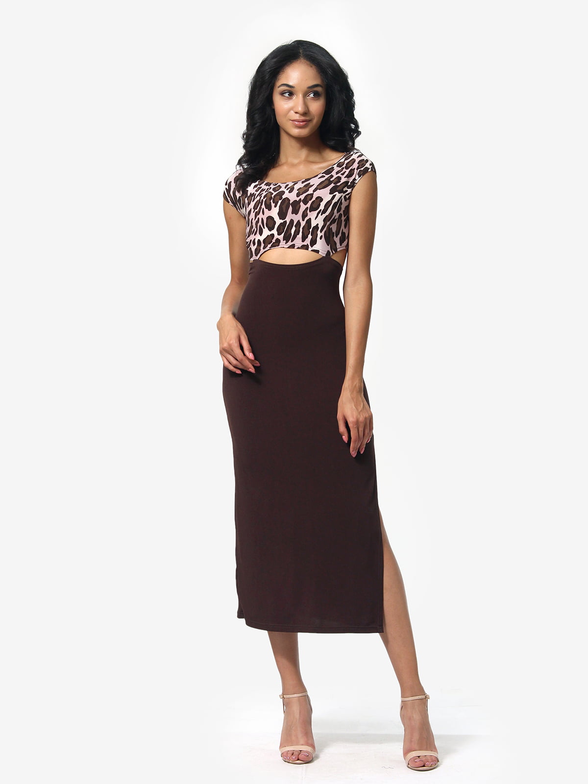 Платье коричневое с анималистическим принтом | 5626350