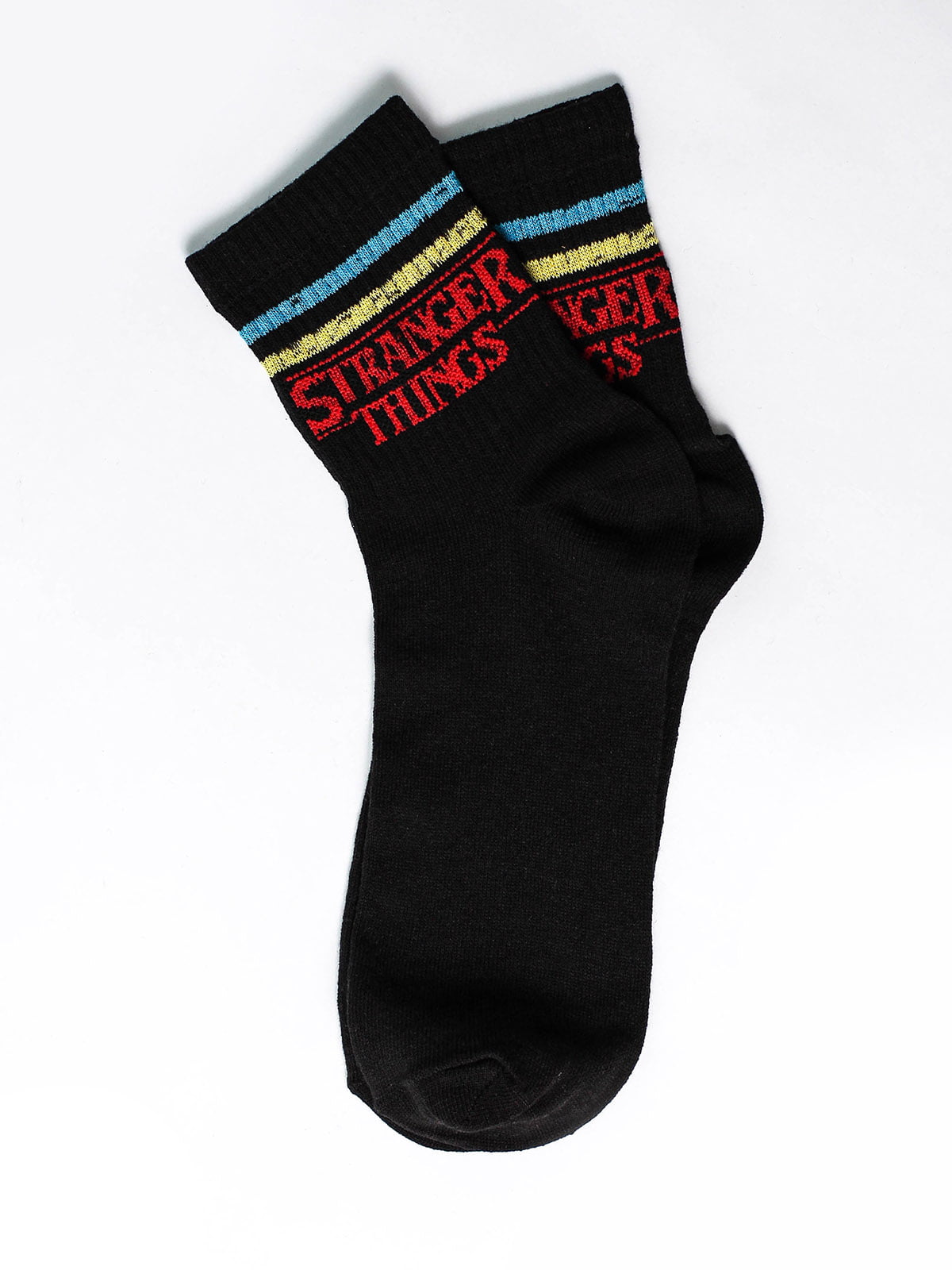 Шкарпетки чорні з малюнком у смужку | 5631201