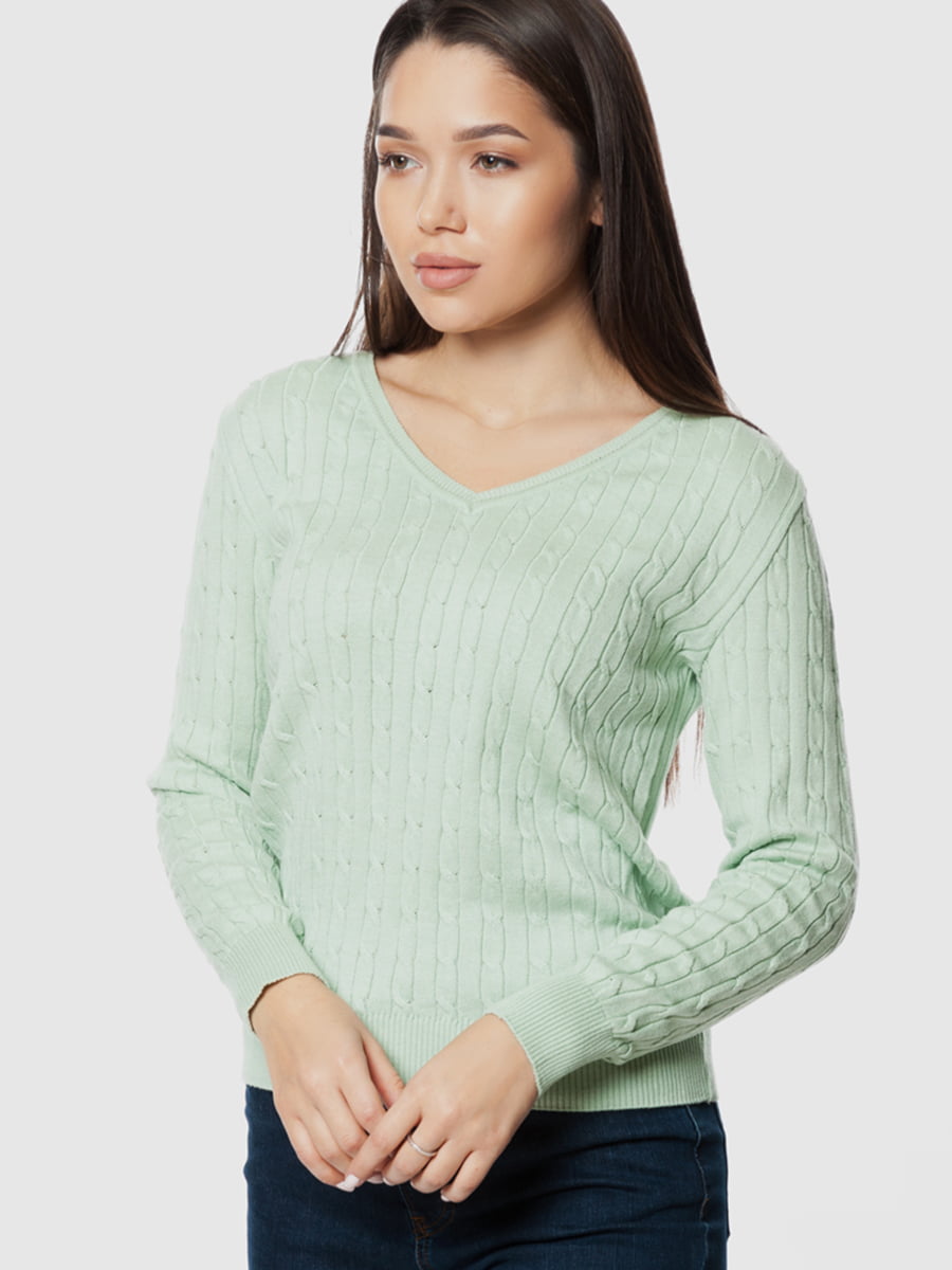Пуловер салатового кольору з візерунком | 5631681