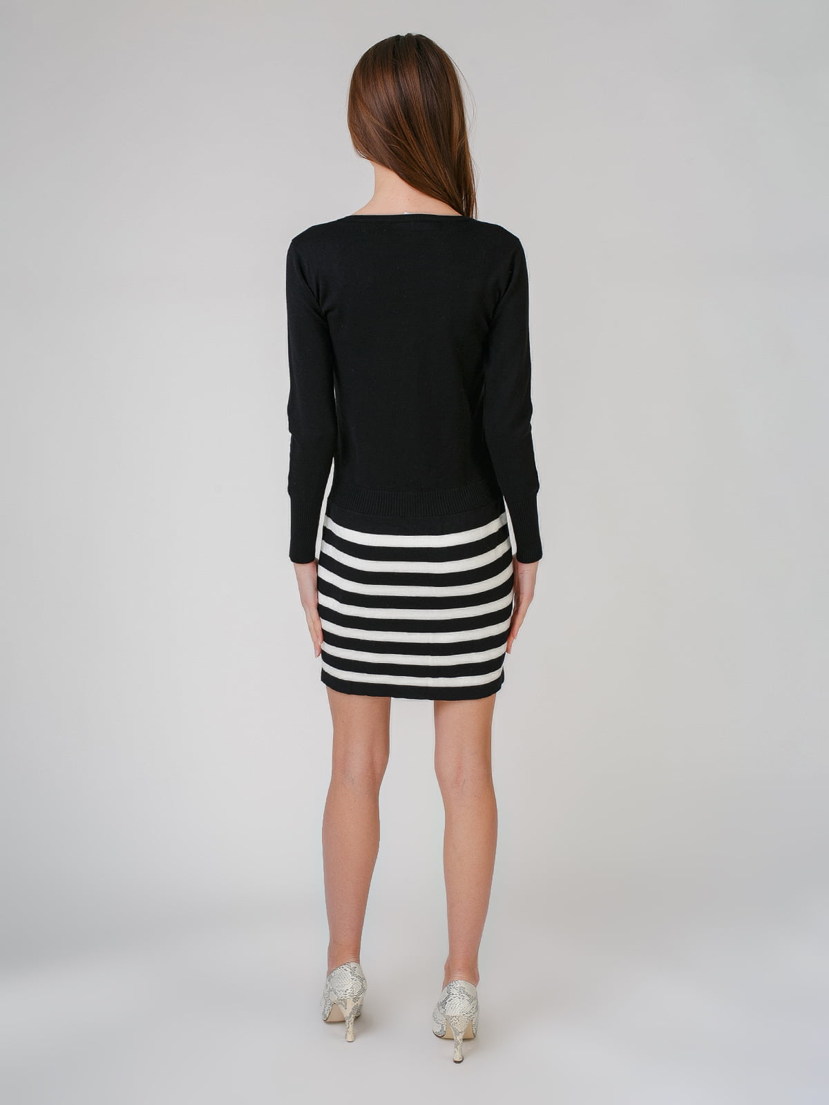 Платье черно-белое с полосками | 5631550