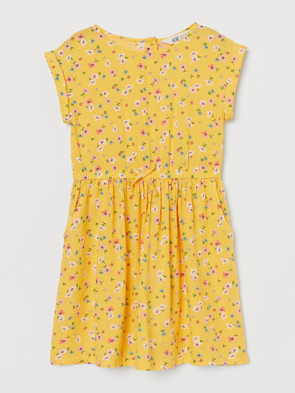 Платье желтое в цветочный принт | 5662586