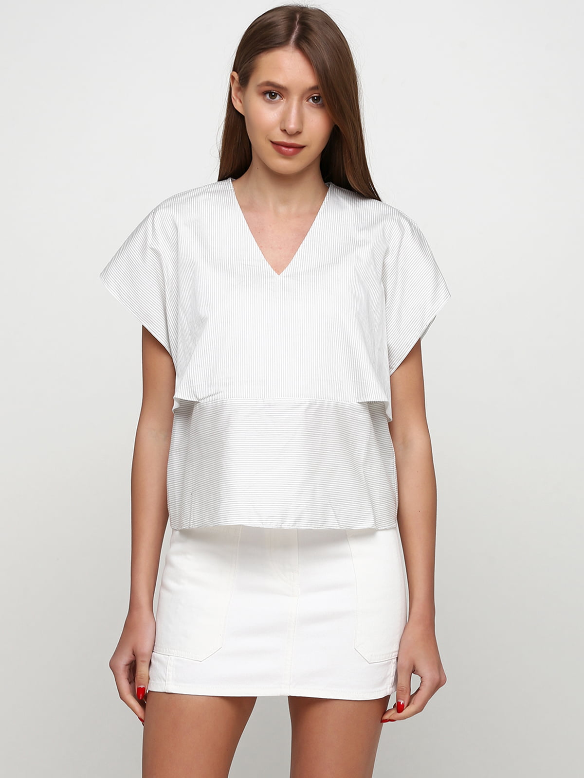 Блуза біла в смужку | 5662625