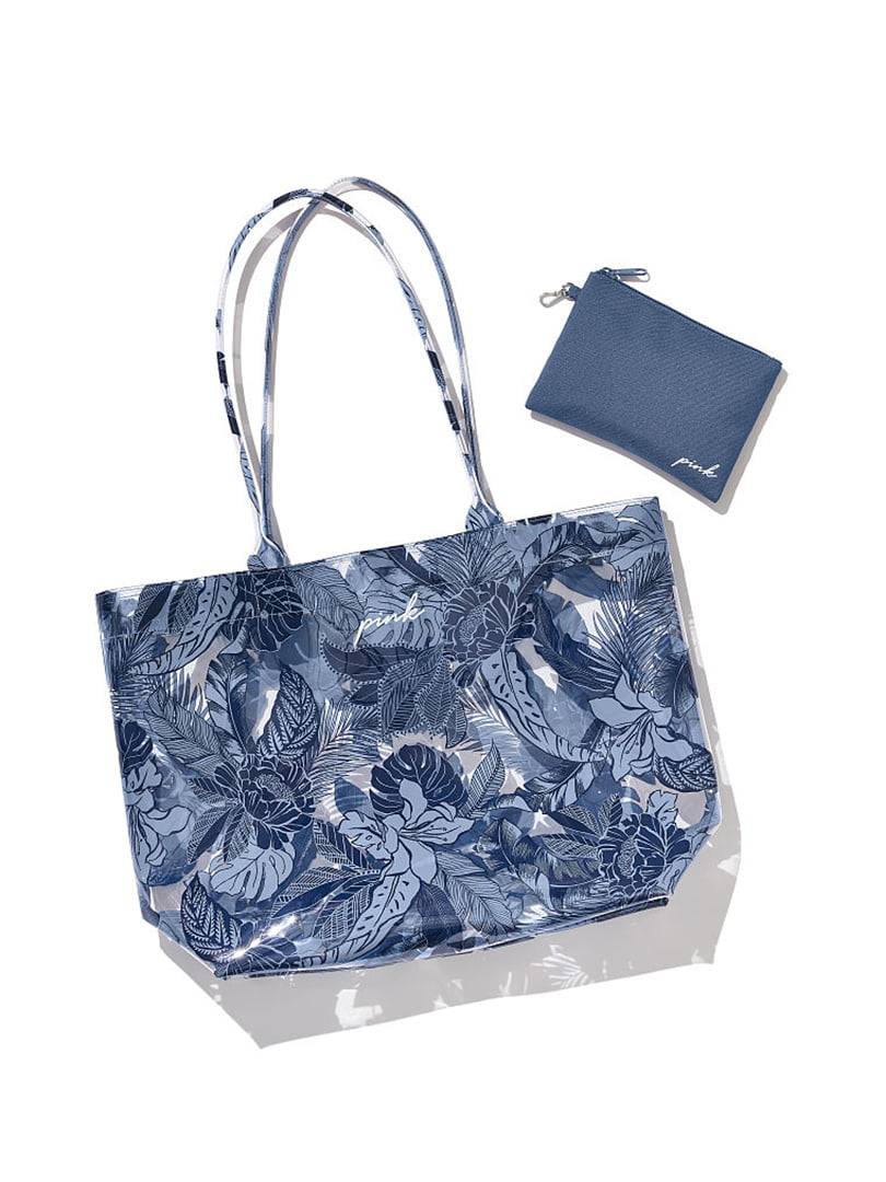 Сумка-шоппер синяя в цветочный принт | 5665017