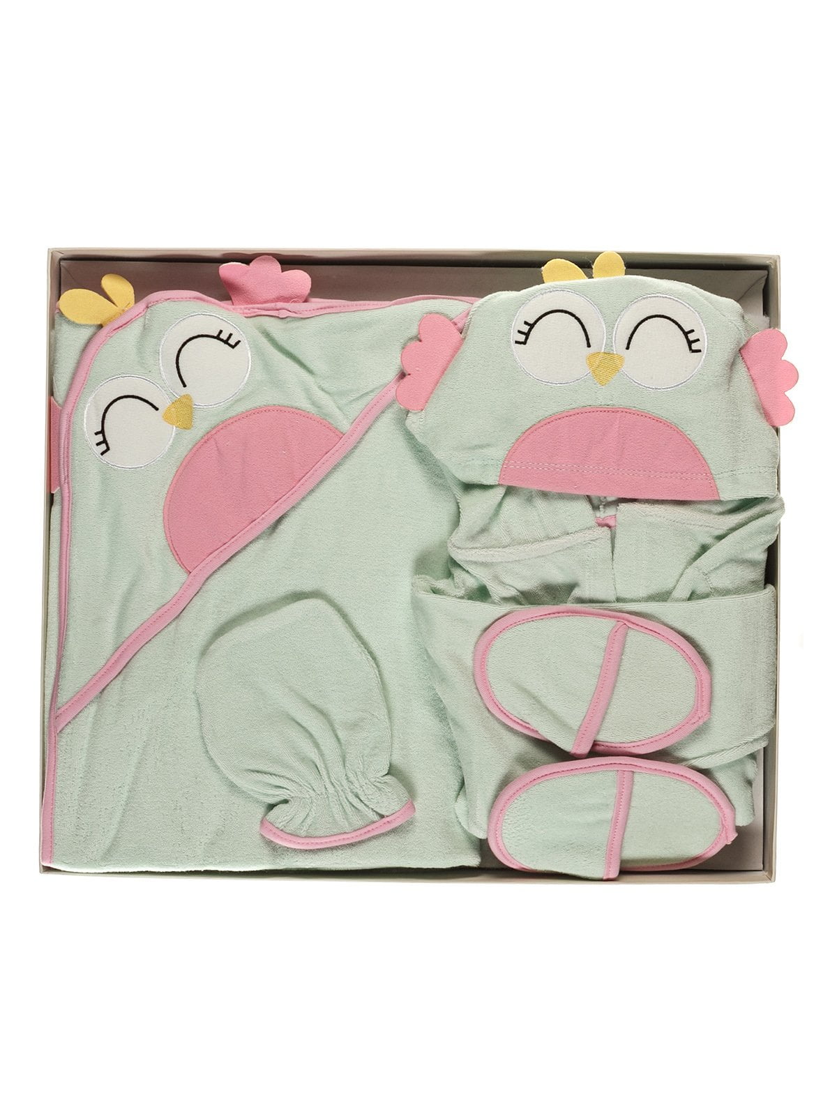 Комплект: халатик, полотенце, тапочки, рукавичка для купания | 5666505