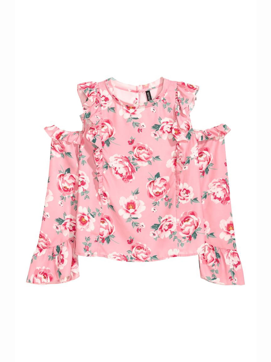 Блуза рожева в квітковий принт | 5689516