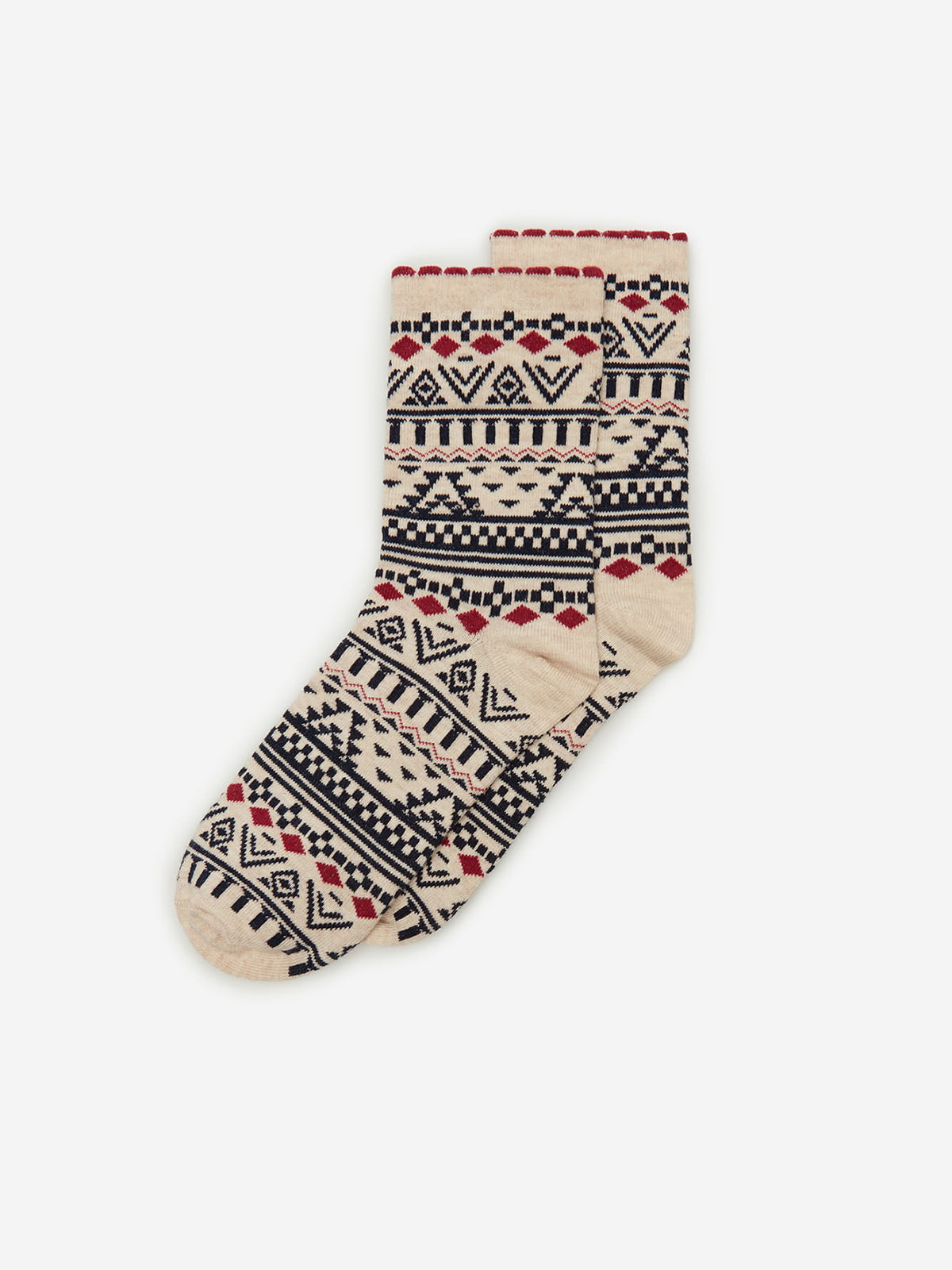 Шкарпетки бежевого кольору з орнаментом | 5692870