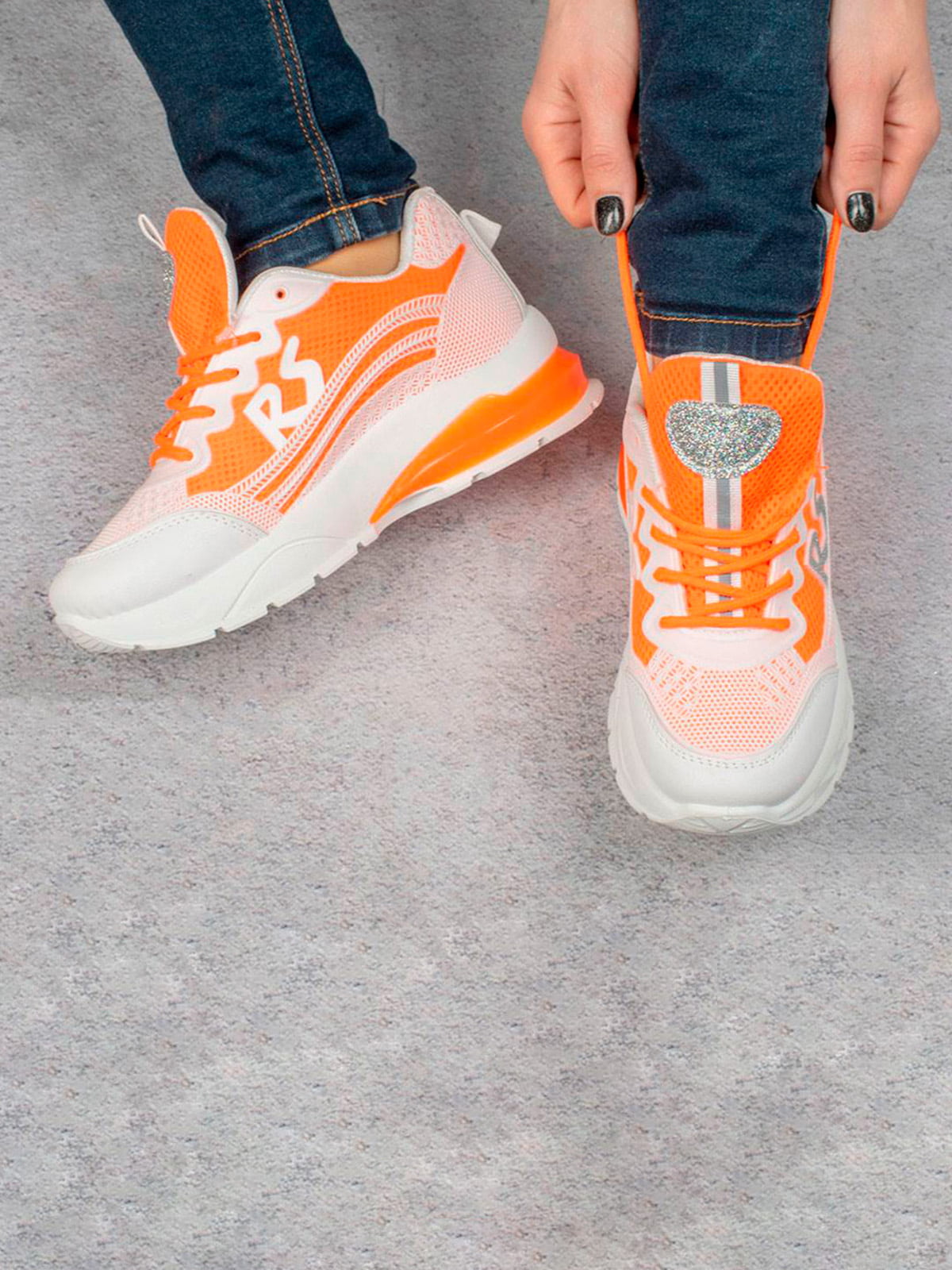 Кросівки біло-помаранчеві | 5643338