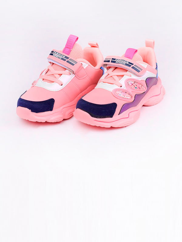Кросівки рожеві з контрастними вставками | 5644694